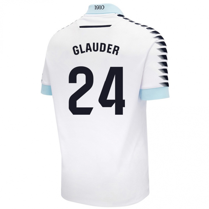 Niño Fútbol Camiseta Cristian Glauder #24 Blanco Azul 2ª Equipación 2024/25