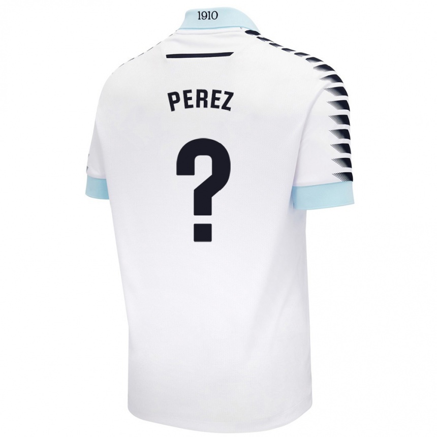 Niño Fútbol Camiseta Ángel Pérez #0 Blanco Azul 2ª Equipación 2024/25