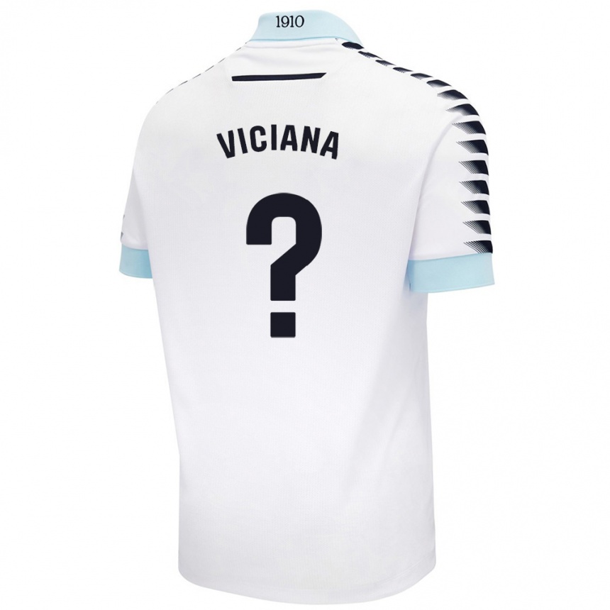 Niño Fútbol Camiseta Marco Viciana #0 Blanco Azul 2ª Equipación 2024/25