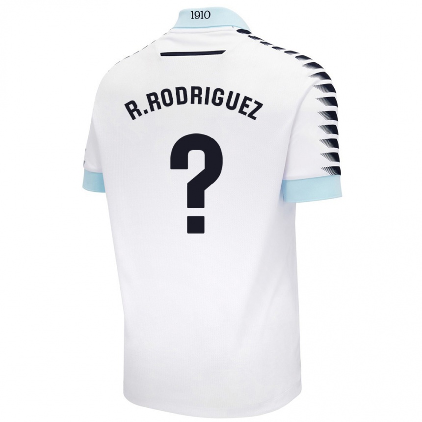 Niño Fútbol Camiseta Ramón Rodríguez #0 Blanco Azul 2ª Equipación 2024/25