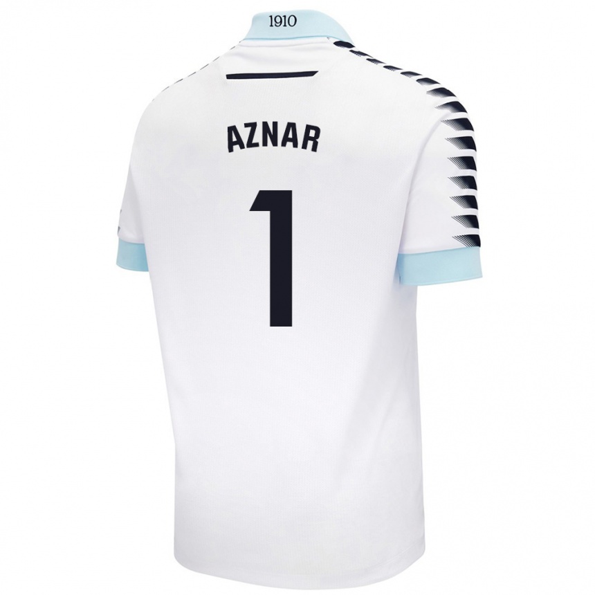 Niño Fútbol Camiseta Victor Aznar #1 Blanco Azul 2ª Equipación 2024/25