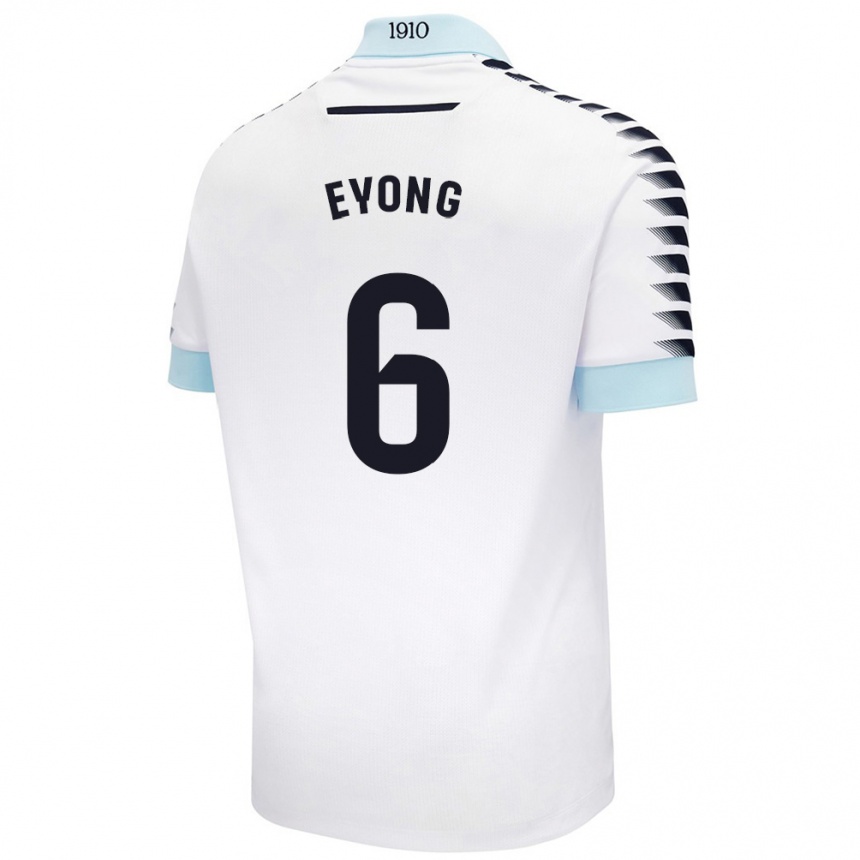 Niño Fútbol Camiseta Etta Eyong #6 Blanco Azul 2ª Equipación 2024/25