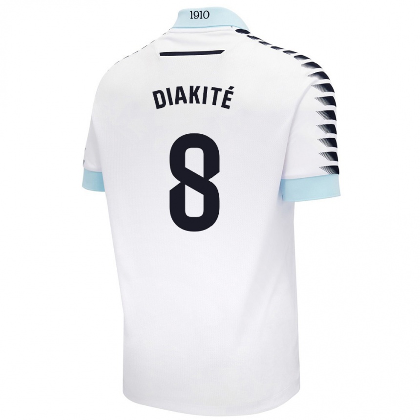 Niño Fútbol Camiseta Moussa Diakité #8 Blanco Azul 2ª Equipación 2024/25