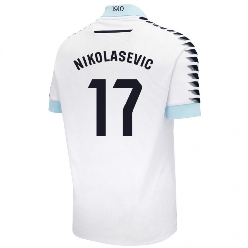 Niño Fútbol Camiseta Mirko Nikolasevic #17 Blanco Azul 2ª Equipación 2024/25