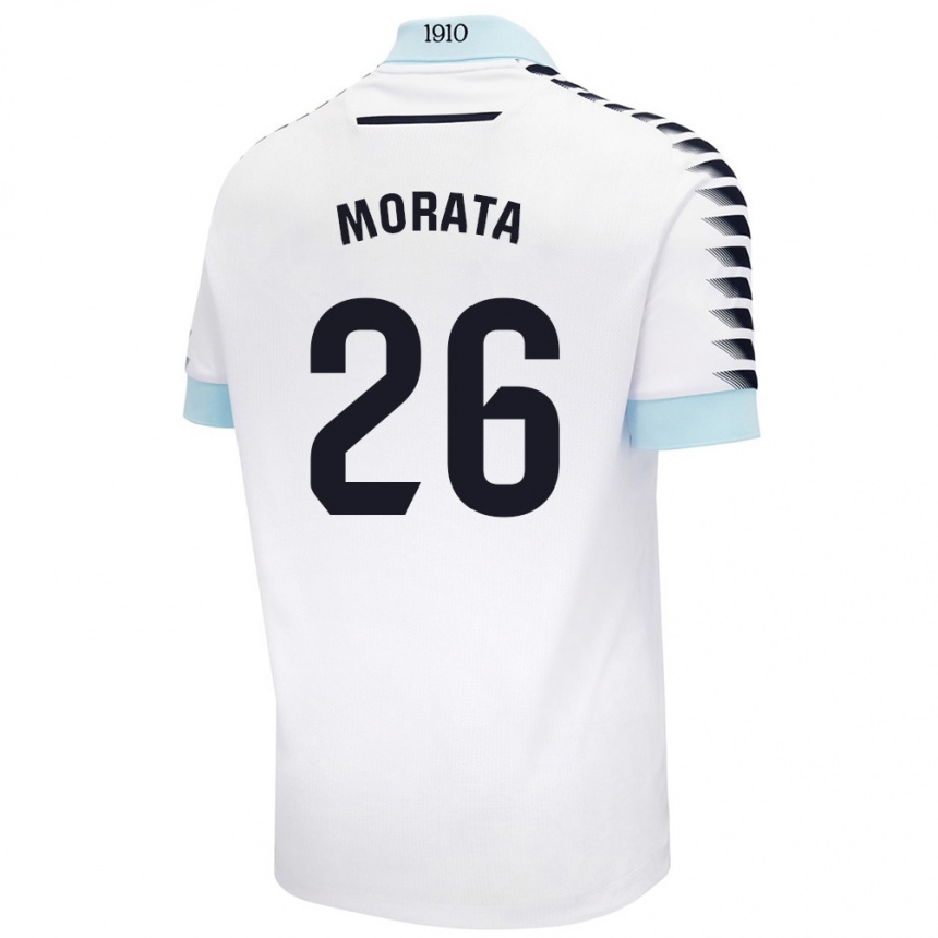 Niño Fútbol Camiseta Álex Morata #26 Blanco Azul 2ª Equipación 2024/25