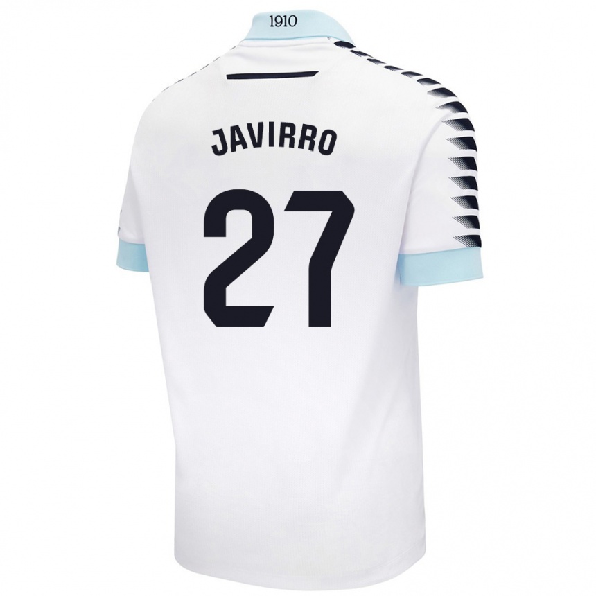 Niño Fútbol Camiseta Javirro #27 Blanco Azul 2ª Equipación 2024/25