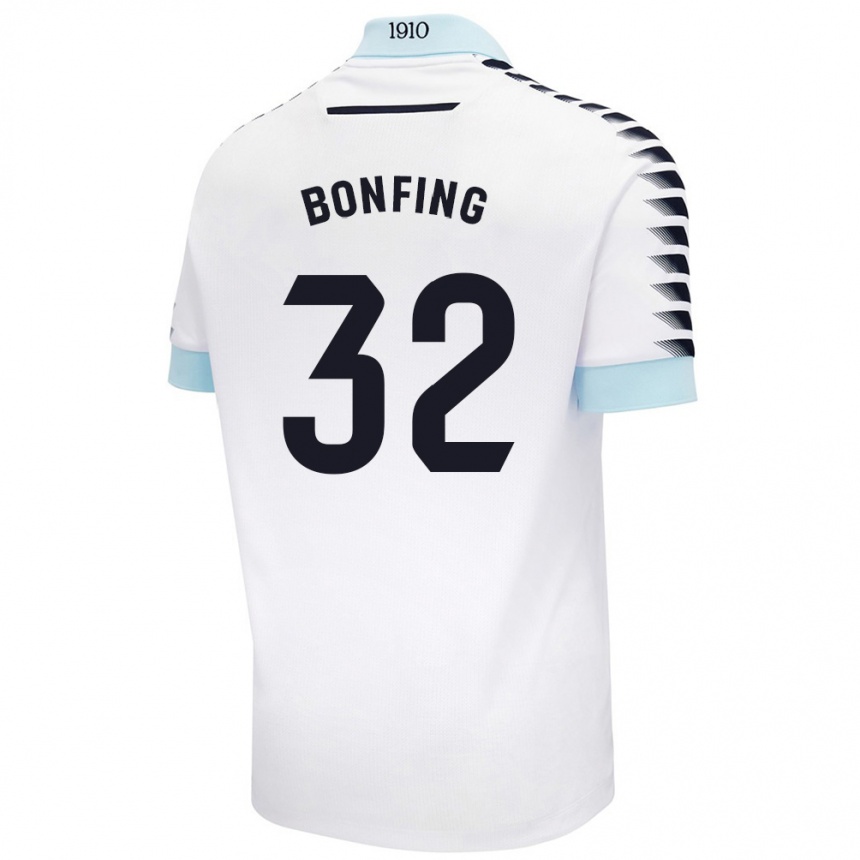 Niño Fútbol Camiseta Boubacar Bonfing #32 Blanco Azul 2ª Equipación 2024/25