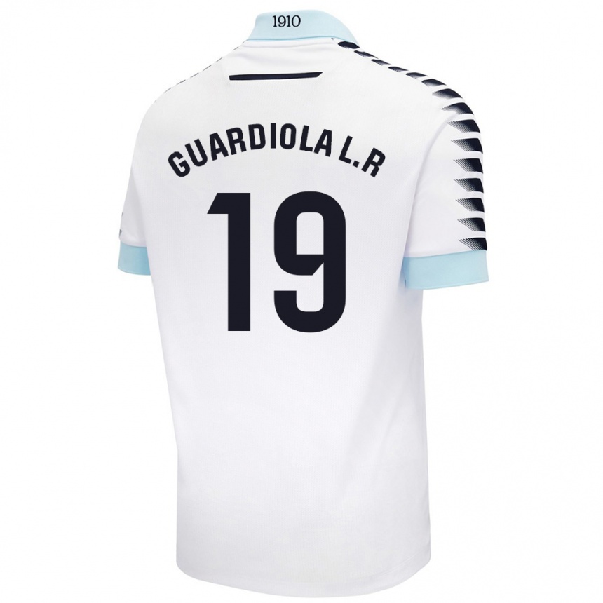 Niño Fútbol Camiseta Sergi Guardiola #19 Blanco Azul 2ª Equipación 2024/25