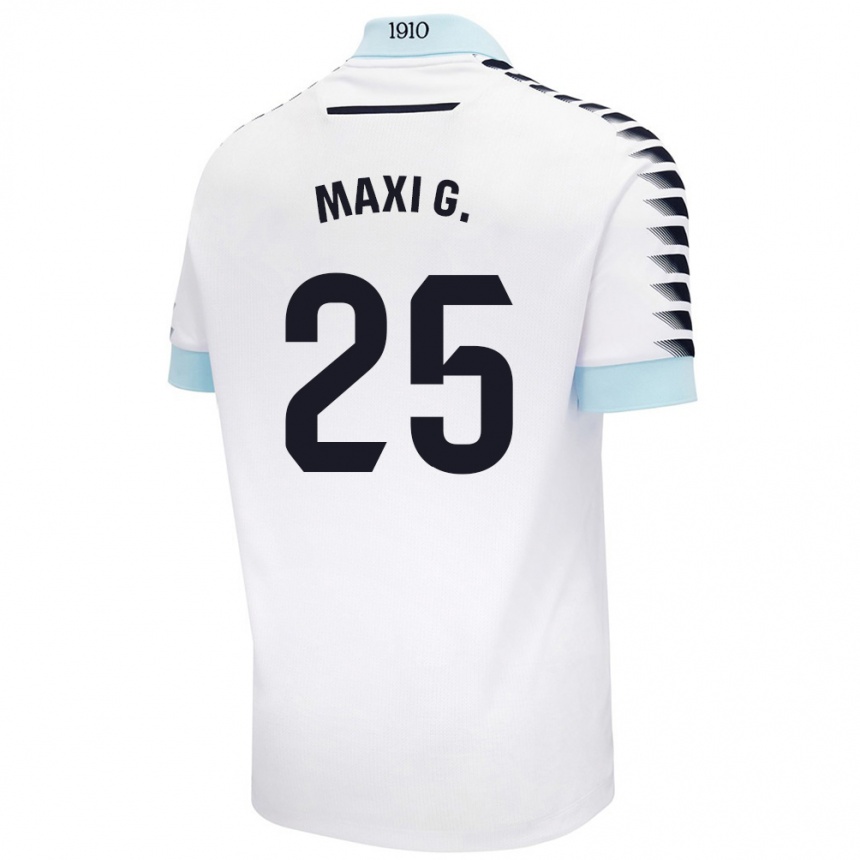 Niño Fútbol Camiseta Maxi Gómez #25 Blanco Azul 2ª Equipación 2024/25