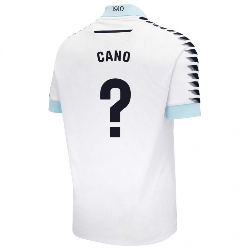 Niño Fútbol Camiseta Rubén Cano #0 Blanco Azul 2ª Equipación 2024/25