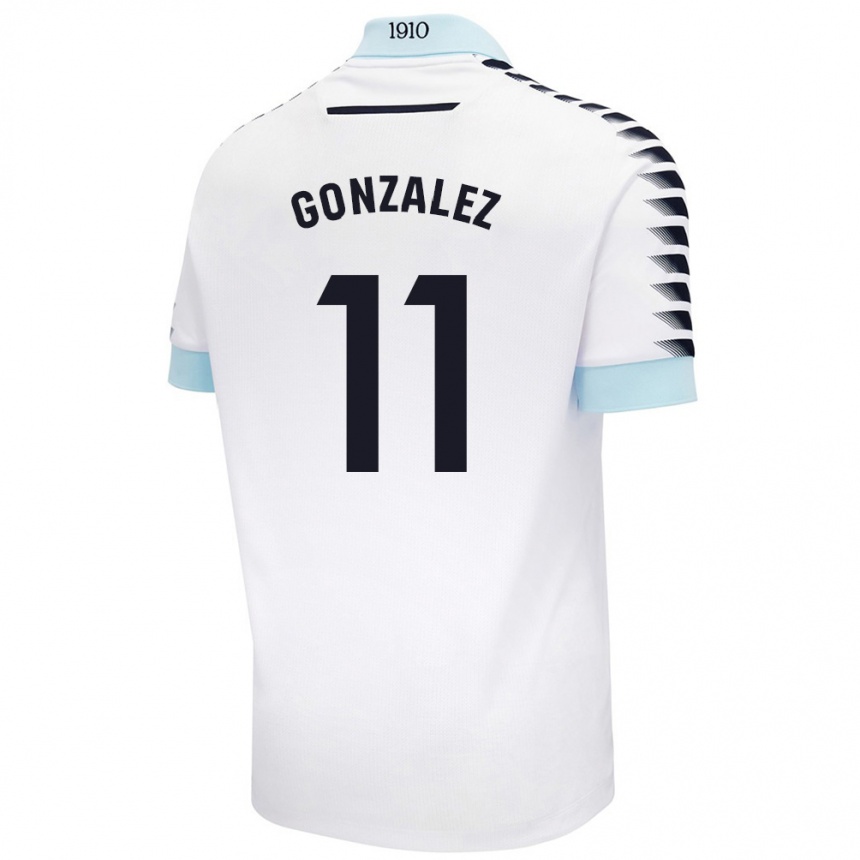 Niño Fútbol Camiseta Chus González #11 Blanco Azul 2ª Equipación 2024/25