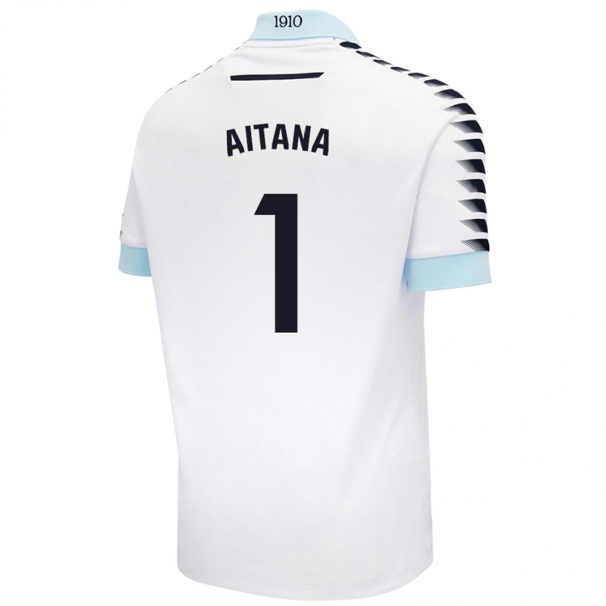 Niño Fútbol Camiseta Aitana #1 Blanco Azul 2ª Equipación 2024/25