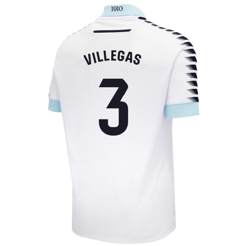 Niño Fútbol Camiseta Virginia Villegas Rico #3 Blanco Azul 2ª Equipación 2024/25