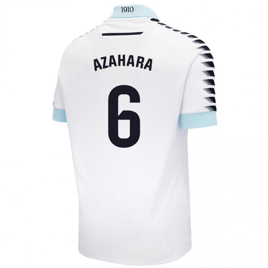 Niño Fútbol Camiseta Azahara #6 Blanco Azul 2ª Equipación 2024/25