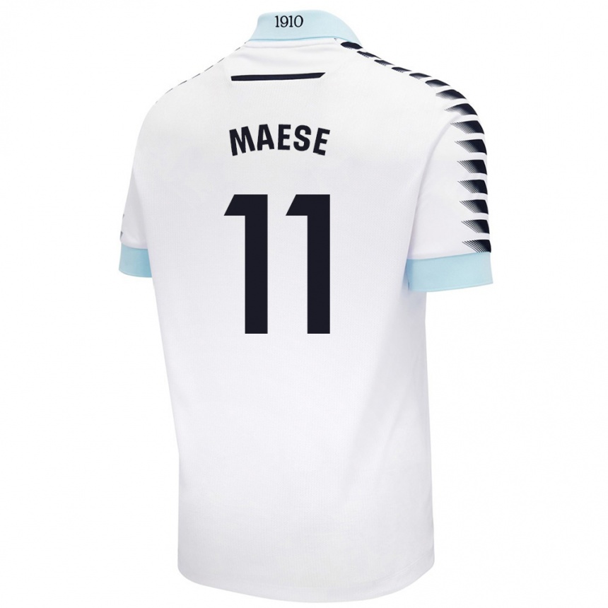 Niño Fútbol Camiseta María Del Carmen Maese Gaitán #11 Blanco Azul 2ª Equipación 2024/25