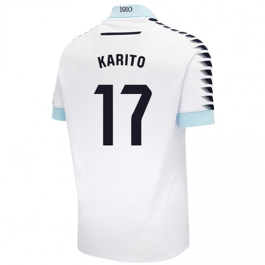 Niño Fútbol Camiseta Carolina De Los Santos Mellado #17 Blanco Azul 2ª Equipación 2024/25