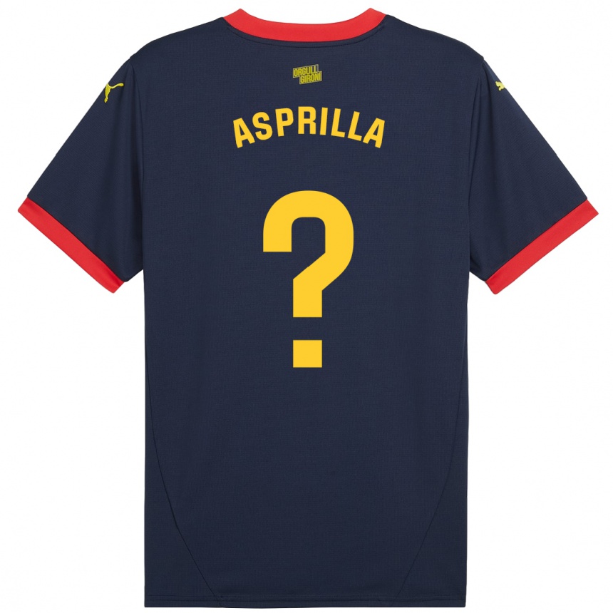 Niño Fútbol Camiseta Yáser Asprilla #0 Azul Marino Rojo 2ª Equipación 2024/25