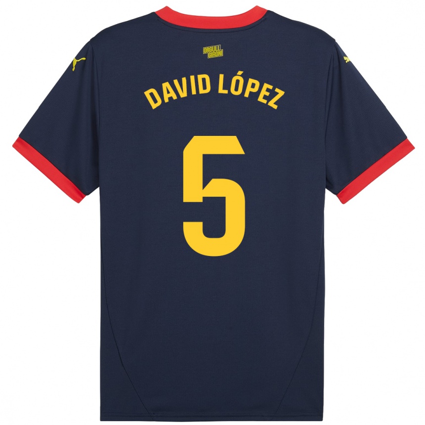 Niño Fútbol Camiseta David López #5 Azul Marino Rojo 2ª Equipación 2024/25