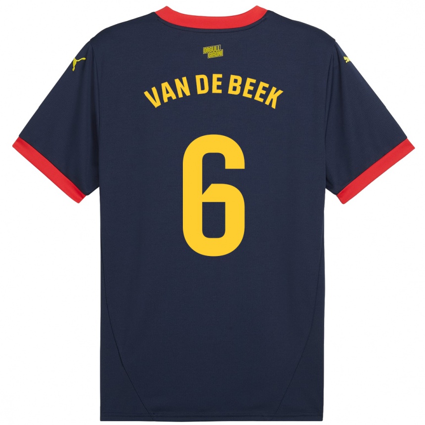 Niño Fútbol Camiseta Donny Van De Beek #6 Azul Marino Rojo 2ª Equipación 2024/25