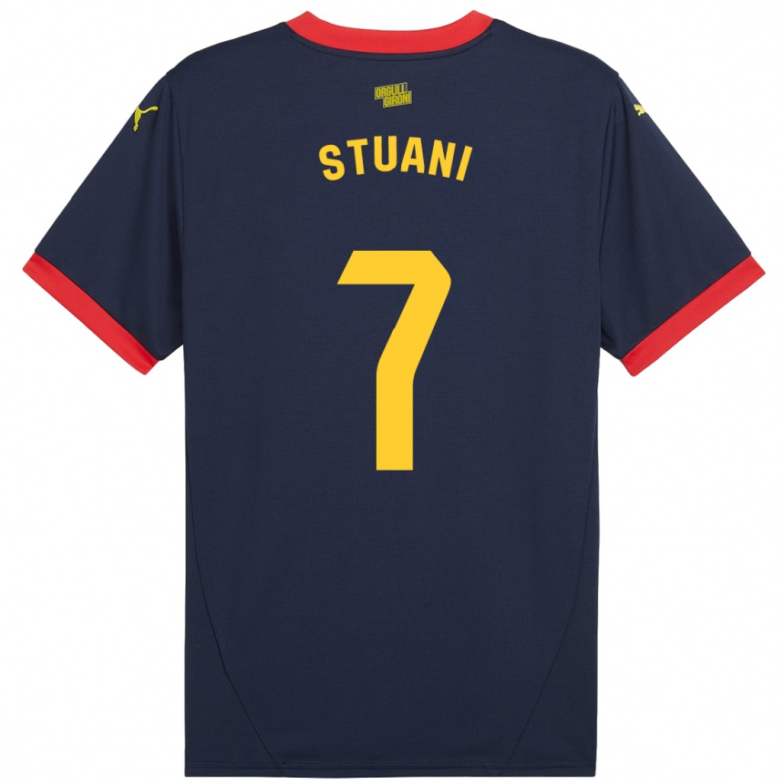 Niño Fútbol Camiseta Cristhian Stuani #7 Azul Marino Rojo 2ª Equipación 2024/25