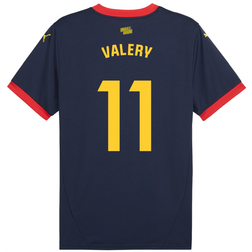 Niño Fútbol Camiseta Valery Fernández #11 Azul Marino Rojo 2ª Equipación 2024/25