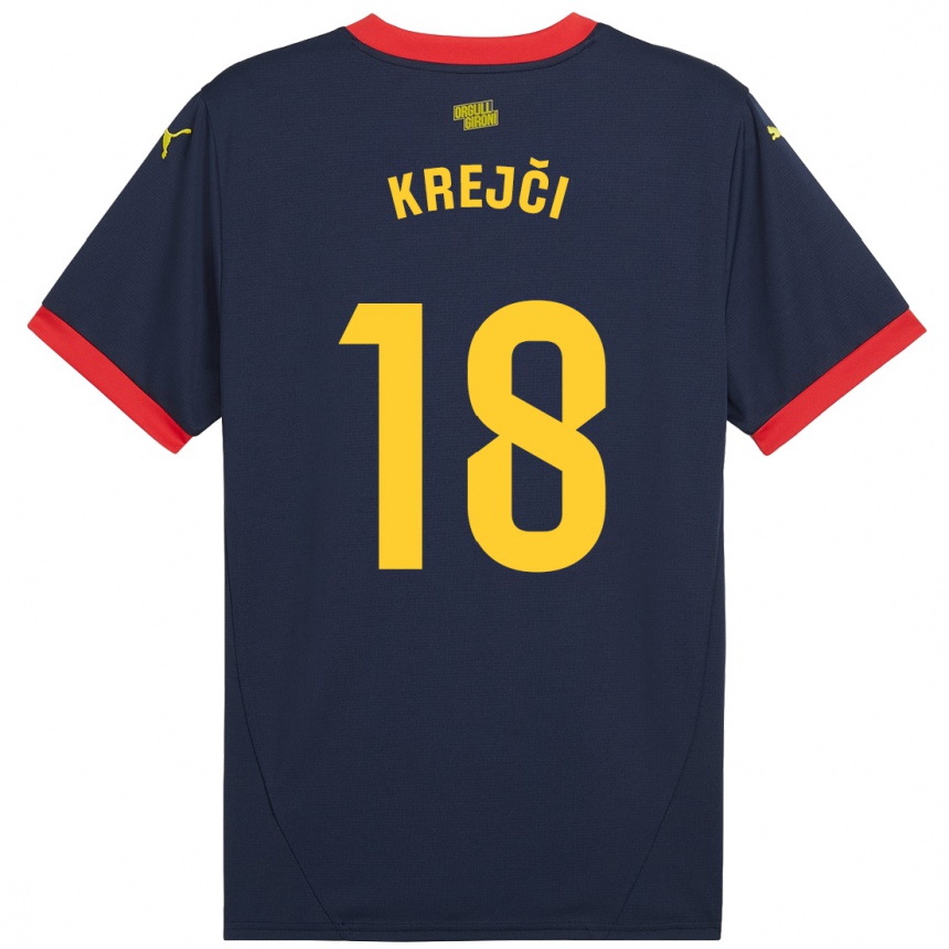 Niño Fútbol Camiseta Ladislav Krejci #18 Azul Marino Rojo 2ª Equipación 2024/25