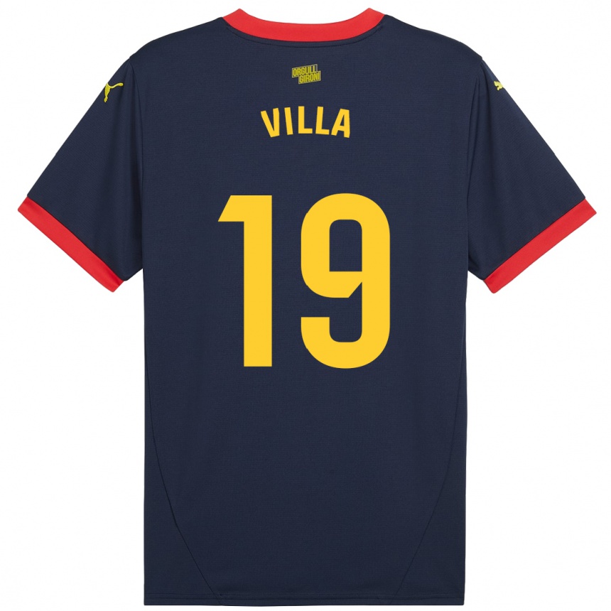 Niño Fútbol Camiseta Toni Villa #19 Azul Marino Rojo 2ª Equipación 2024/25