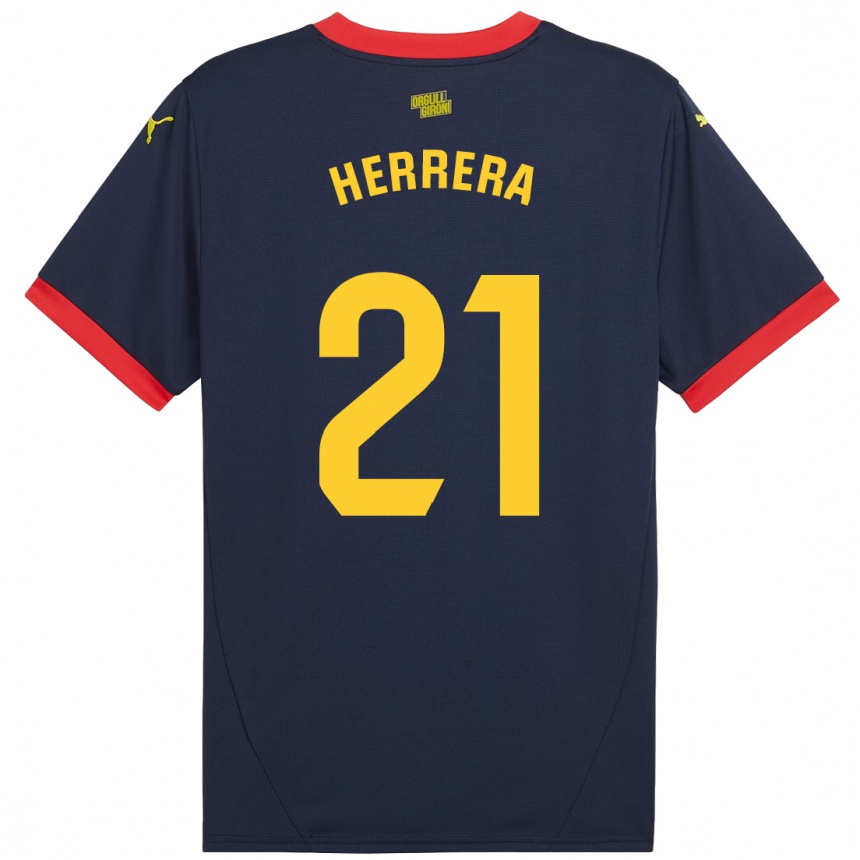 Niño Fútbol Camiseta Yangel Herrera #21 Azul Marino Rojo 2ª Equipación 2024/25