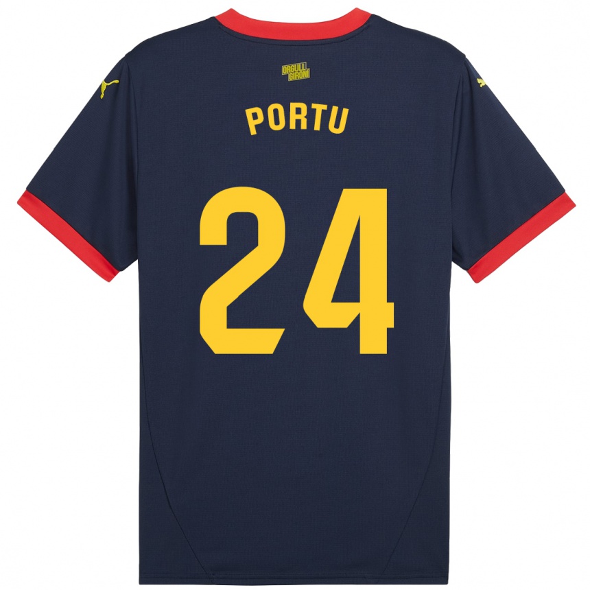 Niño Fútbol Camiseta Portu #24 Azul Marino Rojo 2ª Equipación 2024/25