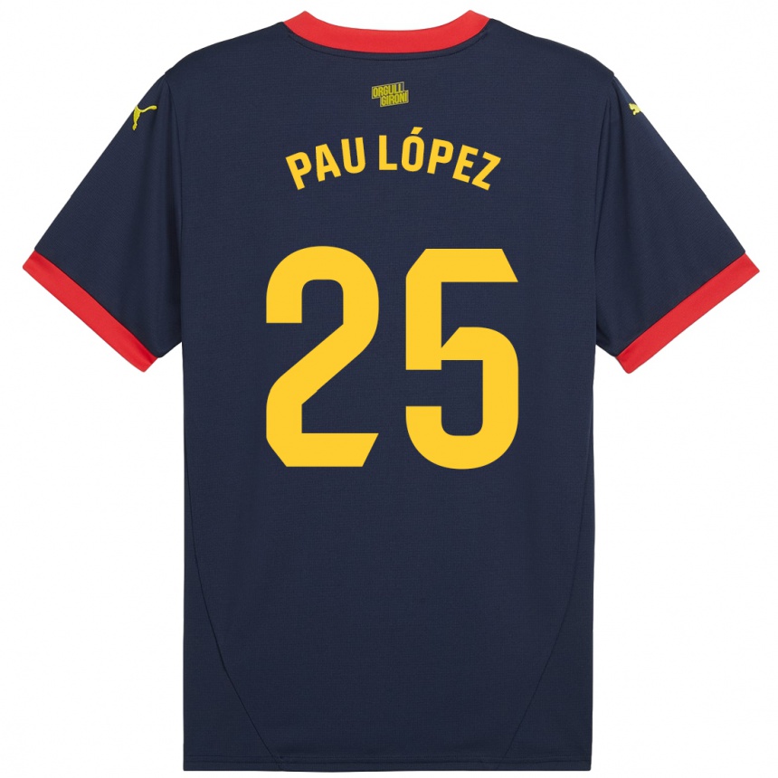 Niño Fútbol Camiseta Pau Lopez #25 Azul Marino Rojo 2ª Equipación 2024/25