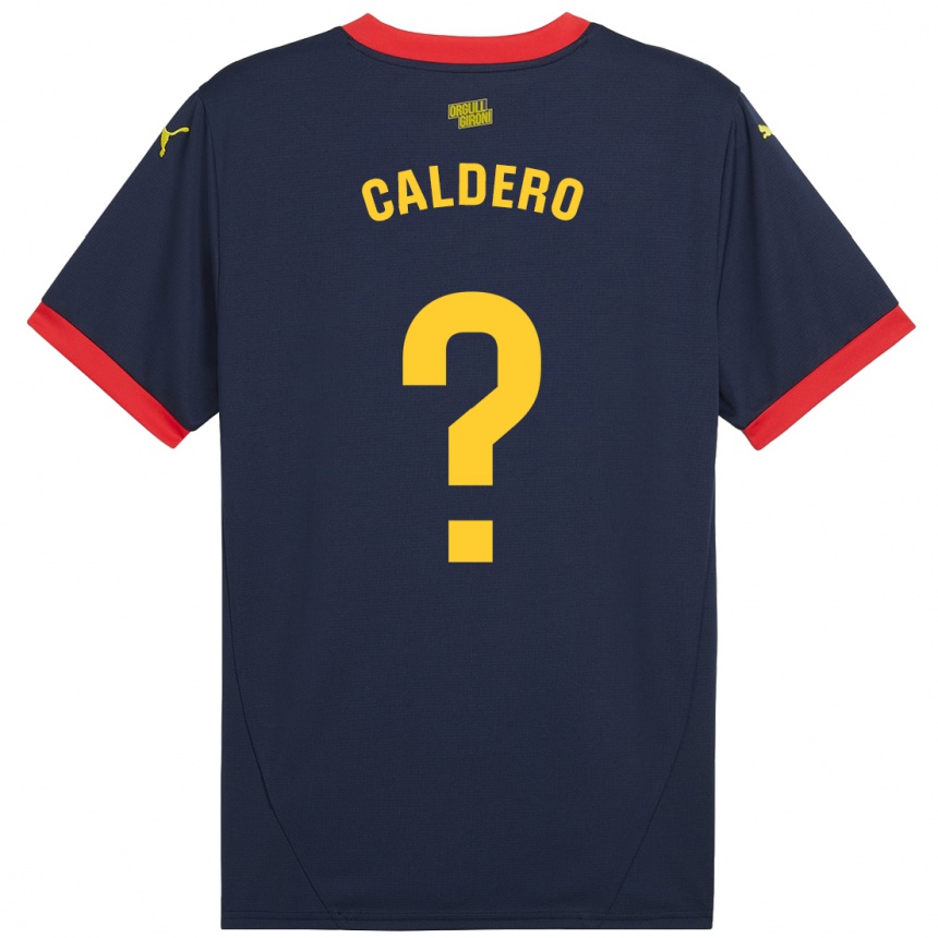 Niño Fútbol Camiseta Nil Caldero #0 Azul Marino Rojo 2ª Equipación 2024/25