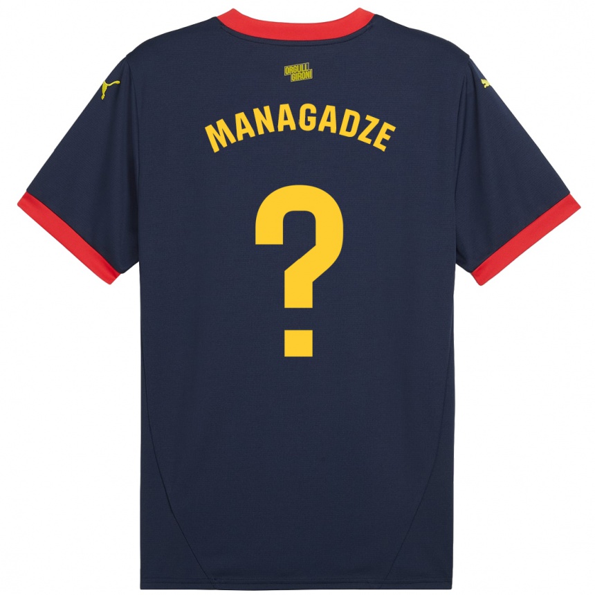 Niño Fútbol Camiseta Luka Managadze #0 Azul Marino Rojo 2ª Equipación 2024/25