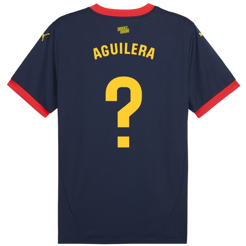 Niño Fútbol Camiseta Oriol Aguilera #0 Azul Marino Rojo 2ª Equipación 2024/25