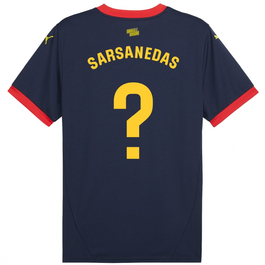 Niño Fútbol Camiseta Joao Sarsanedas #0 Azul Marino Rojo 2ª Equipación 2024/25