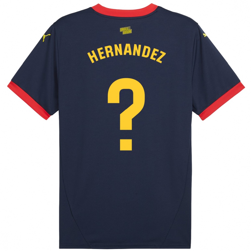 Niño Fútbol Camiseta Guillem Hernández #0 Azul Marino Rojo 2ª Equipación 2024/25