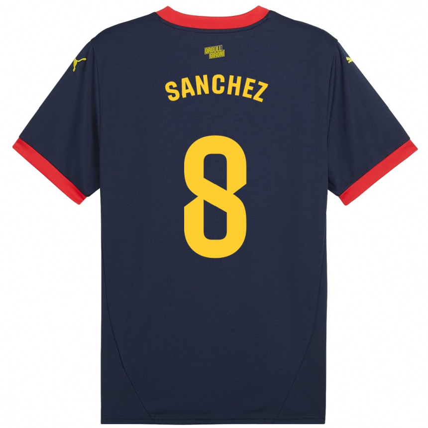 Niño Fútbol Camiseta Miguel Ángel Sánchez #8 Azul Marino Rojo 2ª Equipación 2024/25