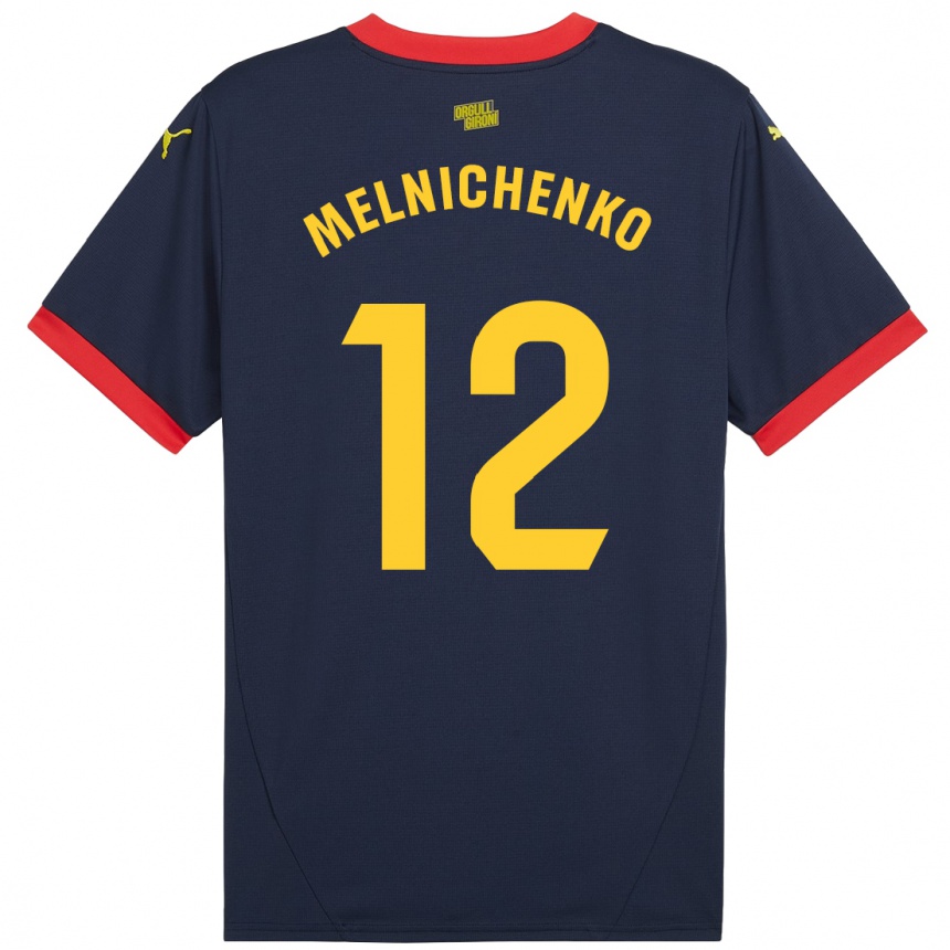 Niño Fútbol Camiseta Dmytro Melnichenko #12 Azul Marino Rojo 2ª Equipación 2024/25