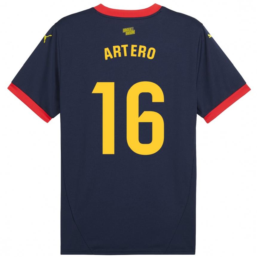 Niño Fútbol Camiseta Ricard Artero #16 Azul Marino Rojo 2ª Equipación 2024/25