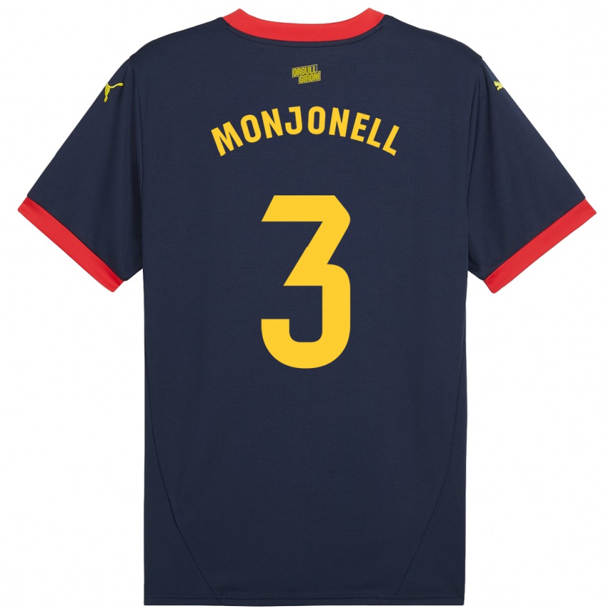 Niño Fútbol Camiseta Eric Monjonell #3 Azul Marino Rojo 2ª Equipación 2024/25