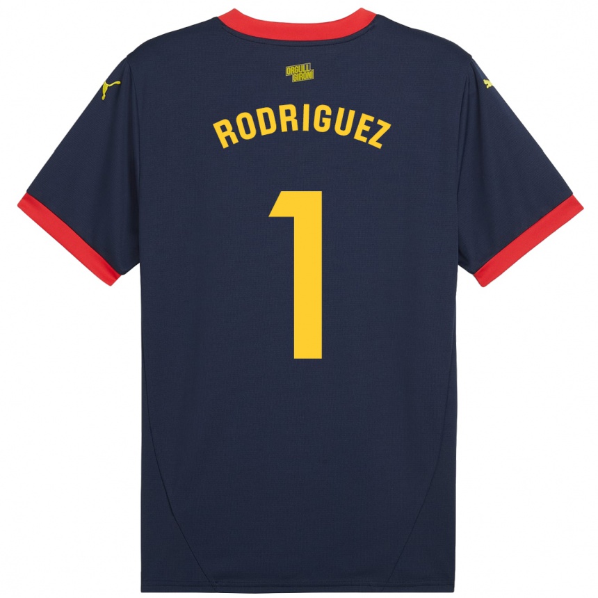 Niño Fútbol Camiseta Maria Rodríguez #1 Azul Marino Rojo 2ª Equipación 2024/25