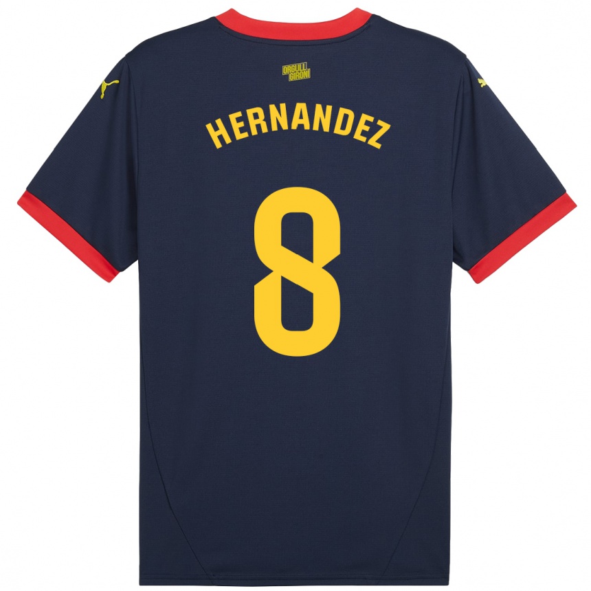 Niño Fútbol Camiseta Sofia Hernández #8 Azul Marino Rojo 2ª Equipación 2024/25