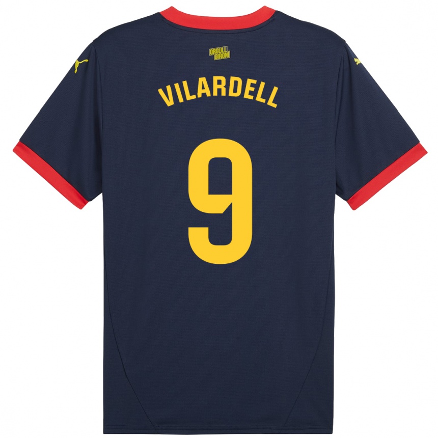 Niño Fútbol Camiseta Júlia Vilardell #9 Azul Marino Rojo 2ª Equipación 2024/25