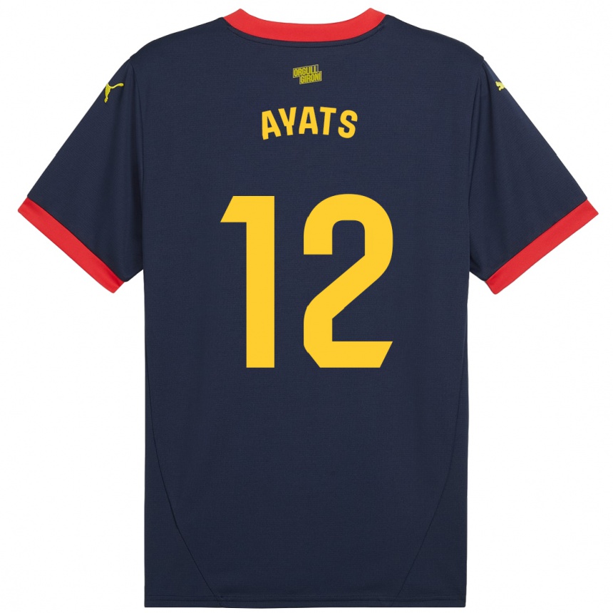 Niño Fútbol Camiseta Mònica Ayats #12 Azul Marino Rojo 2ª Equipación 2024/25