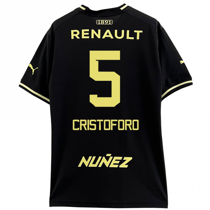 Niño Fútbol Camiseta Sebastián Cristóforo #5 Negro Amarillo 2ª Equipación 2024/25