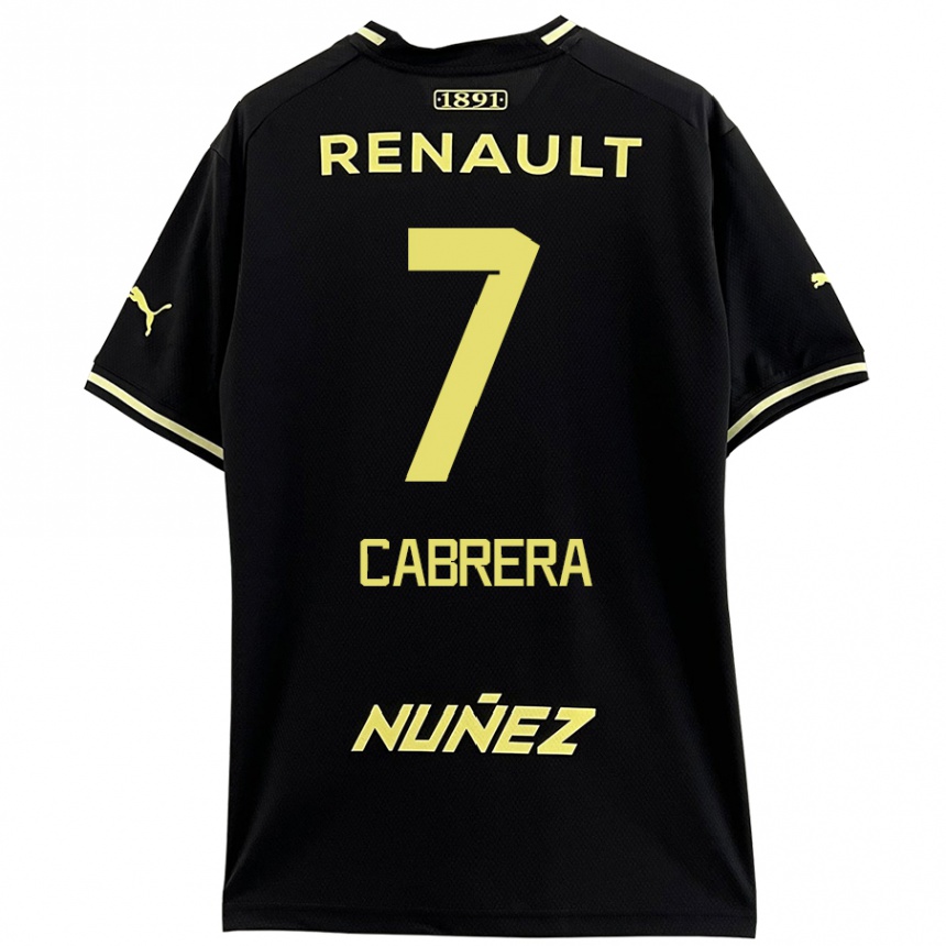 Niño Fútbol Camiseta Javier Cabrera #7 Negro Amarillo 2ª Equipación 2024/25