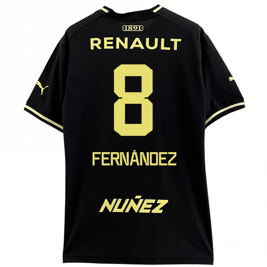 Niño Fútbol Camiseta Leonardo Fernández #8 Negro Amarillo 2ª Equipación 2024/25