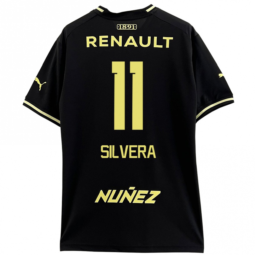 Niño Fútbol Camiseta Maximiliano Silvera #11 Negro Amarillo 2ª Equipación 2024/25