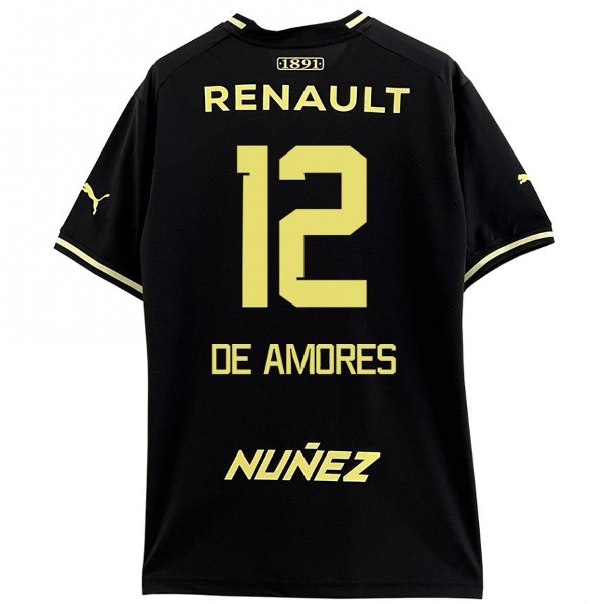 Niño Fútbol Camiseta Guillermo De Amores #12 Negro Amarillo 2ª Equipación 2024/25