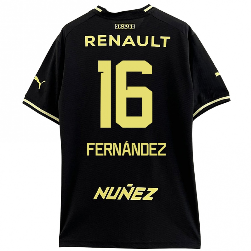 Niño Fútbol Camiseta Adrián Fernández #16 Negro Amarillo 2ª Equipación 2024/25