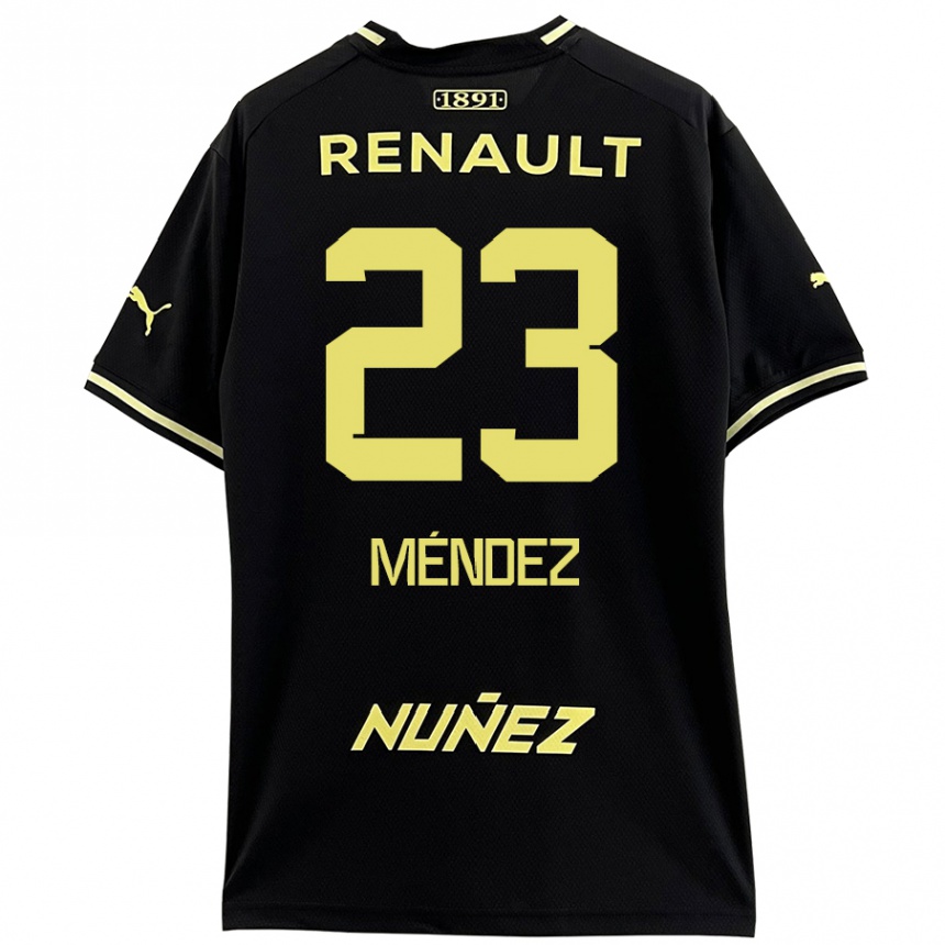 Niño Fútbol Camiseta Javier Méndez #23 Negro Amarillo 2ª Equipación 2024/25